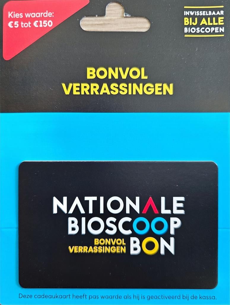 Nationale Bioscoop Bon, Tickets en Kaartjes, Eén persoon, Cadeaubon