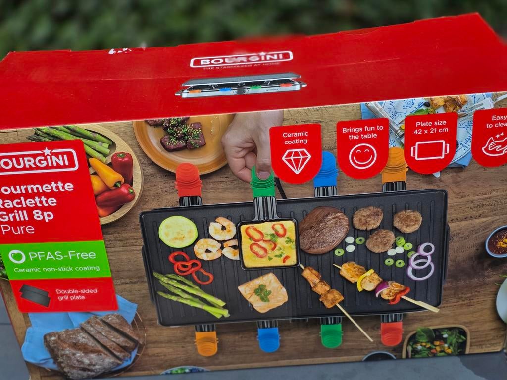Bourgini Gourmette Raclette Grill 8p (2 stuks), Witgoed en Apparatuur, Gourmetstellen, Ophalen of Verzenden, Nieuw