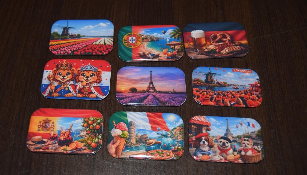 button of koelkast magneet rechthoek landen elke  mogelijk, Ophalen of Verzenden, Nieuw, Stad of Land, Button