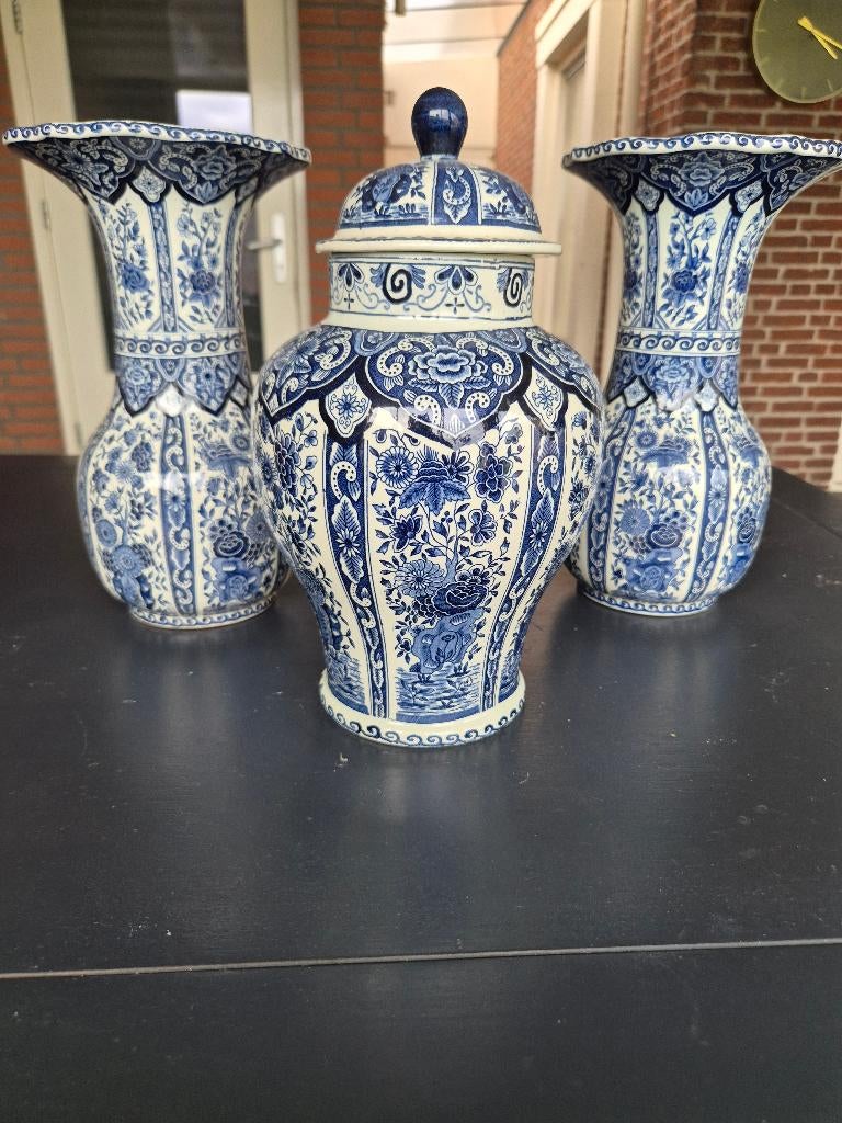3-delig Delfts Blauw Kaststel  30 cm  Boch voor Royal Sphinx, Ophalen of Verzenden