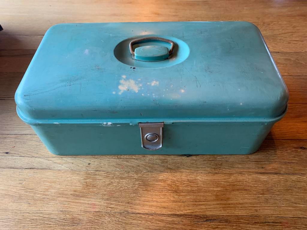 Mintgroene broodtrommel, vintage brooddoos groen, Ophalen of Verzenden