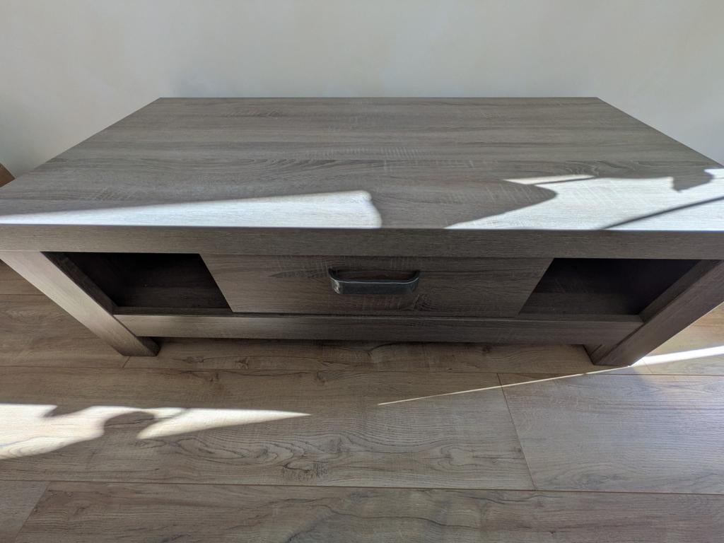 Salontafel met eikenhout look, Ophalen, 100 tot 150 cm, 50 tot 100 cm, Zo goed als nieuw