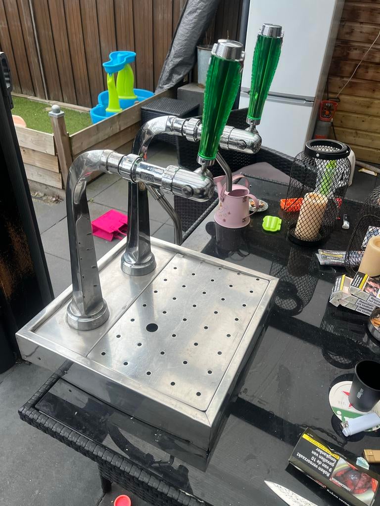 Dubbele Bier Tapkraan met Lekbak - Heineken, Ophalen, Gebruikt, Overige merken