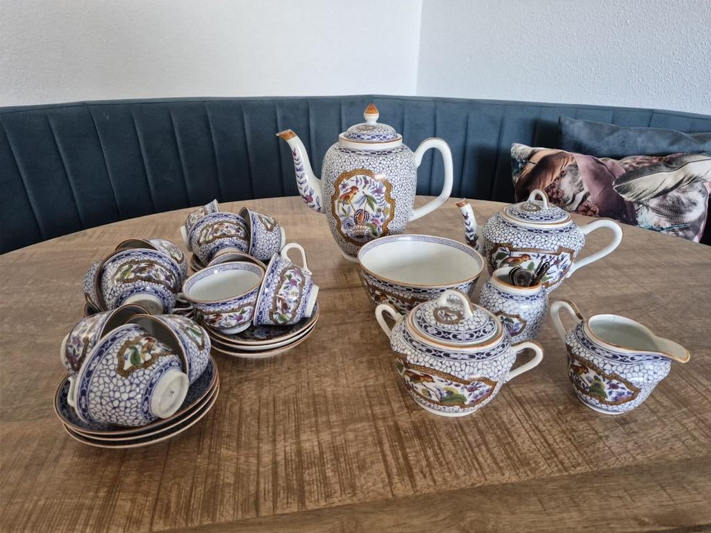 Antiek servies met theepot en kopjes - Mosa Louis Regot D601, Antiek en Kunst, Ophalen