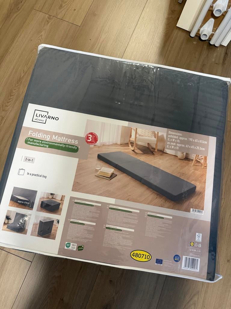 LIVARNO home Opvouwbaar Matras - 190x65x8.5cm, Ophalen, Nieuw, 190 cm of minder, Matras