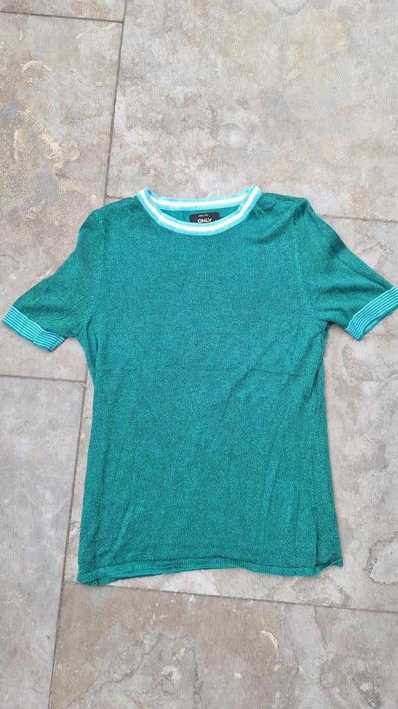 Groen glitters t shirt korte mouw Only Maat M, Maat 38/40 (M), Only, Ophalen of Verzenden, Zo goed als nieuw