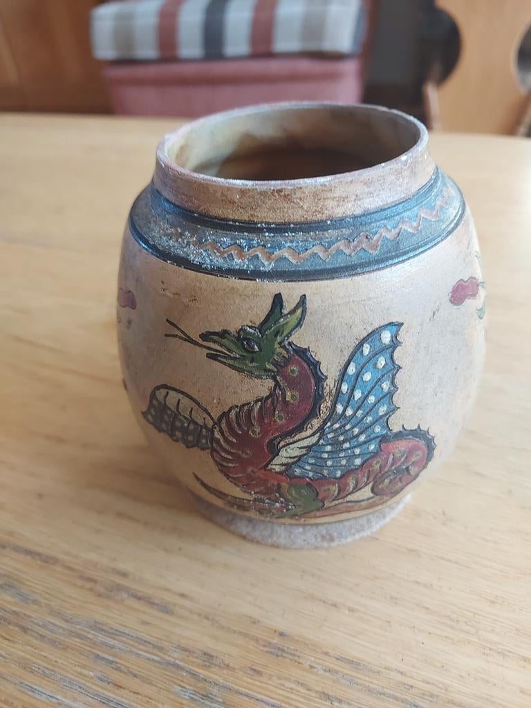 Antiek beschilderde vaas, Antiek en Kunst, Ophalen of Verzenden