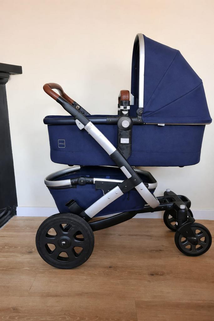 Blauwe Joolz Geo 2 Combi Kinderwagen + Extra’s, Zo goed als nieuw, Verstelbare duwstang, Ophalen, Kinderwagen