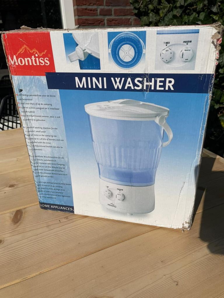 Montiss Mini Wasmachine - Compact en Draagbaar, Minder dan 1200 toeren, Minder dan 85 cm, Minder dan 4 kg, Bovenlader
