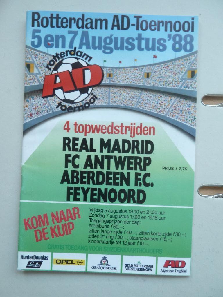 Programma  Rotterdam AD toernooi 5 en 7 Augustus 1988, Ophalen of Verzenden, Zo goed als nieuw, Feyenoord, Boek of Tijdschrift