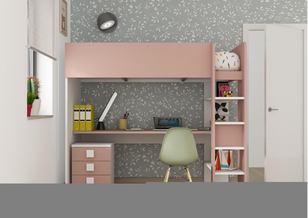 Jules hoogslaper basic met bureau - 90x200 - Oudroze, Niet ingevuld, Niet ingevuld, Niet ingevuld