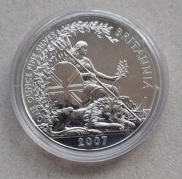 1 oz Silver Britannia munt uit 2007 Queen Elizabeth UK, Ophalen of Verzenden, Zilver