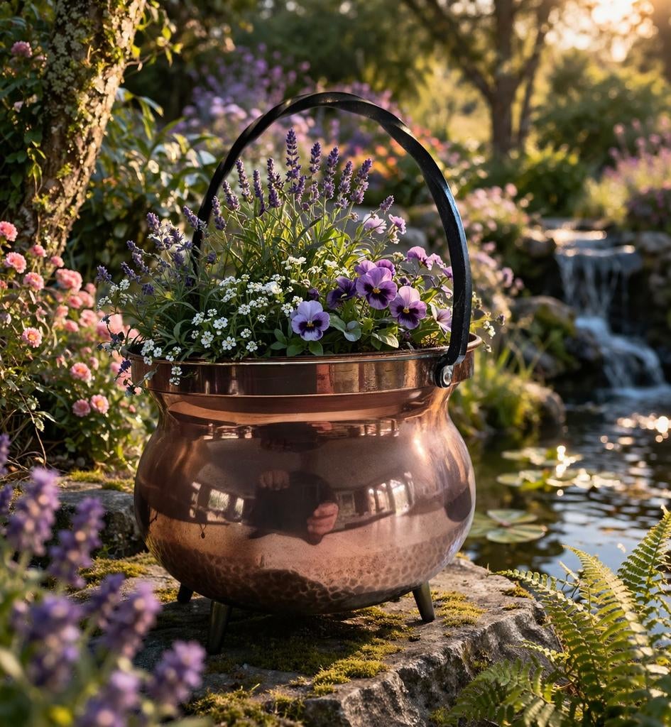 Retro echt koperen heksen ketel pot jaren 50-70. vast €25, Antiek en Kunst, Antiek | Koper en Brons, Verzenden, Koper