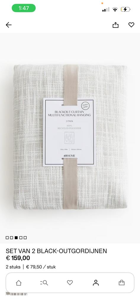 5 set verduisterende gordijnen H&M, 100 tot 150 cm, 200 cm of meer, Beige, Nieuw