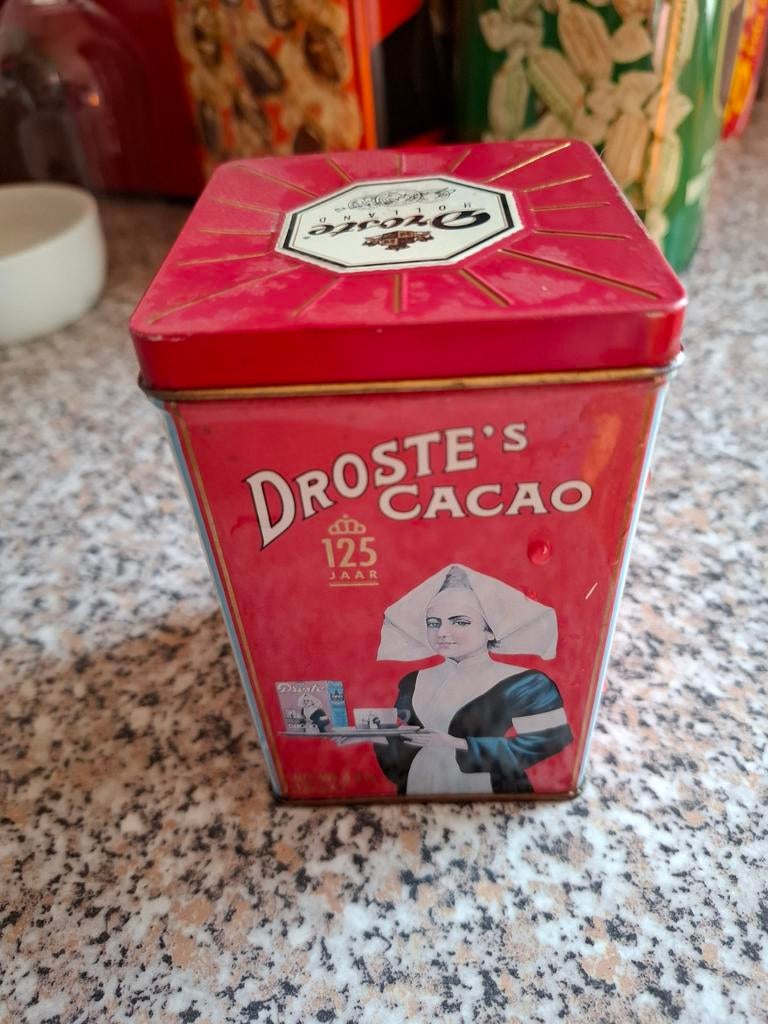 Vintage Droste Cacao Blikje - 125 Jaar Jubileumeditie, Ophalen of Verzenden