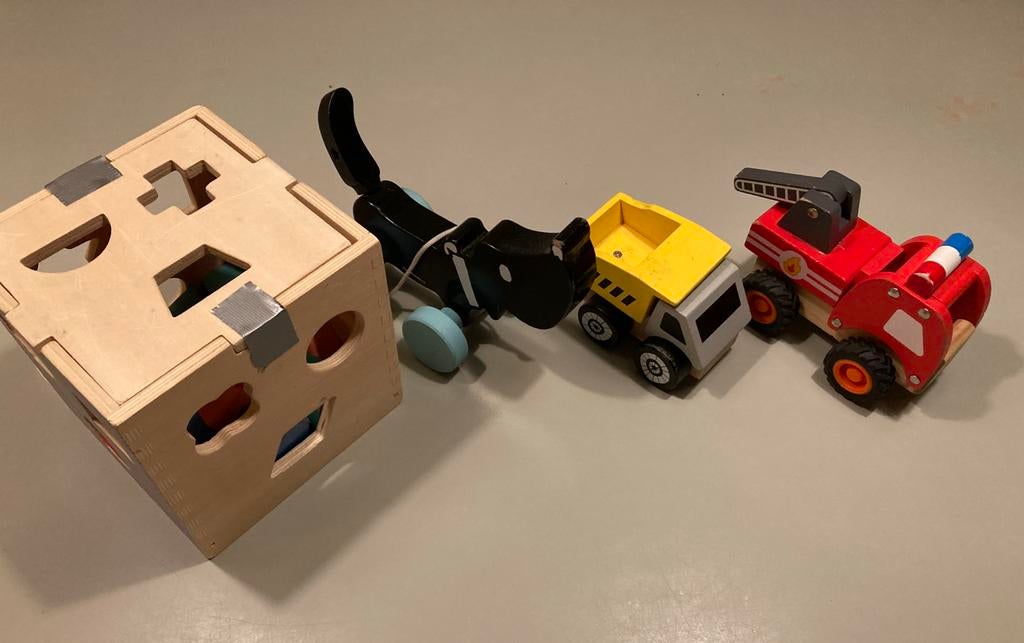 4 stuks HEMA houten speelgoed, Ophalen, Gebruikt, Overige typen