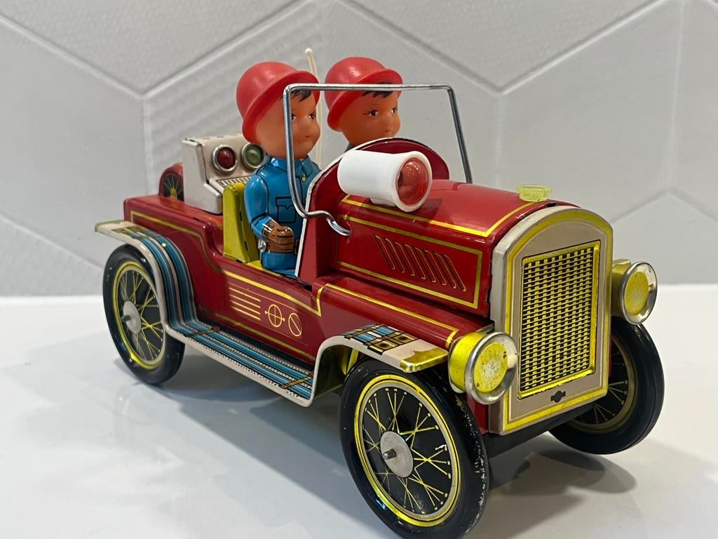 Vintage blikken speelgoed brandweerauto “Fire Chief” + doos, Antiek en Kunst, Antiek | Speelgoed, Verzenden