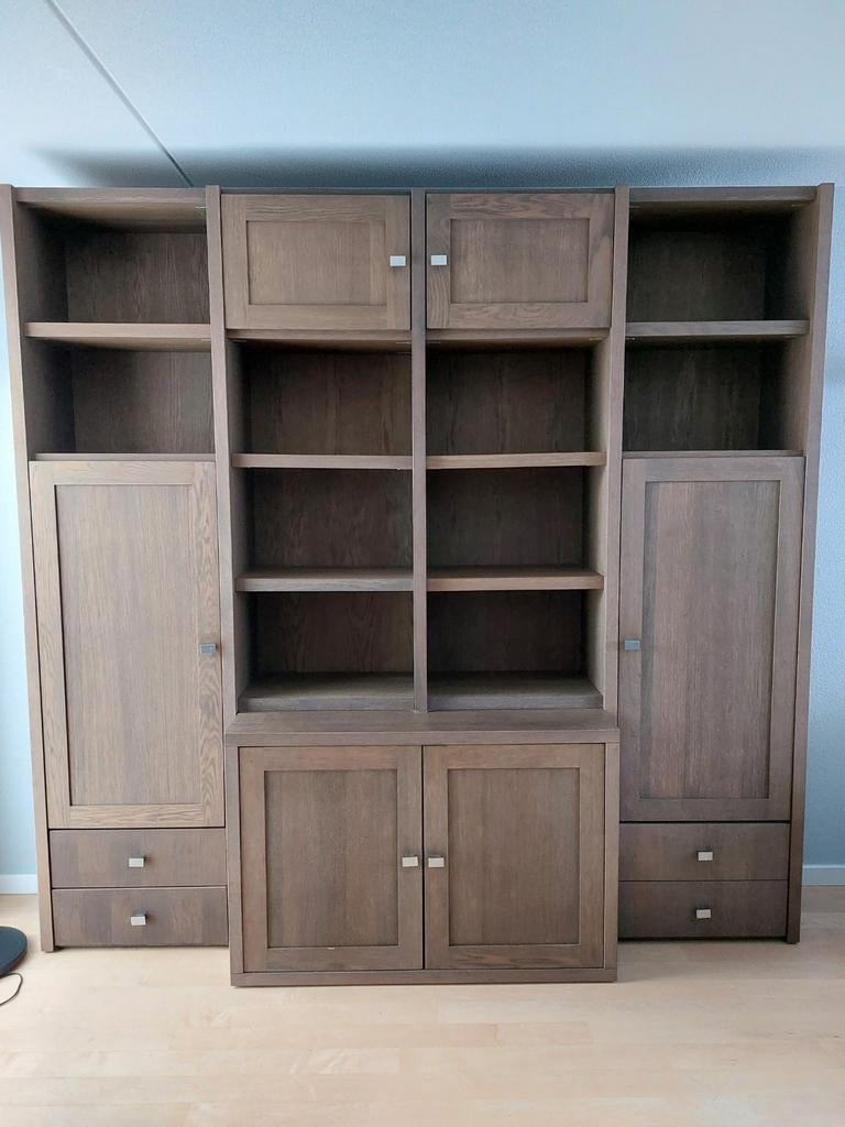 Eikenhouten boekenkast, Huis en Inrichting, Kasten | Wandmeubels, Zo goed als nieuw, 200 cm of meer, 200 tot 250 cm, 25 tot 50 cm