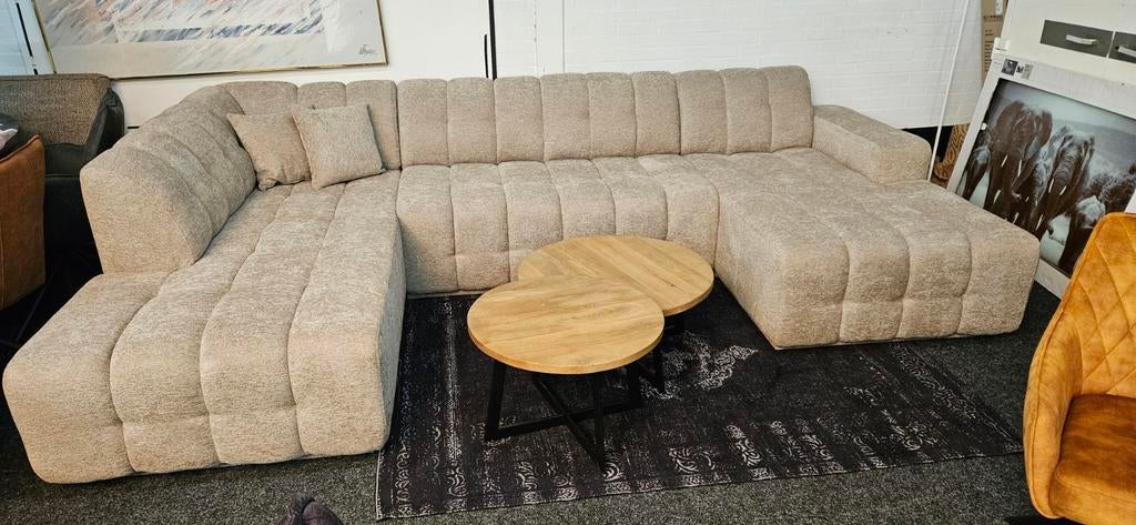 Hoekbank U vorm Teddy stof zand of Antraciet kleur NIEUW!, Ophalen, Hoekbank, U hoekbank Teddy stof, Vierpersoons of meer