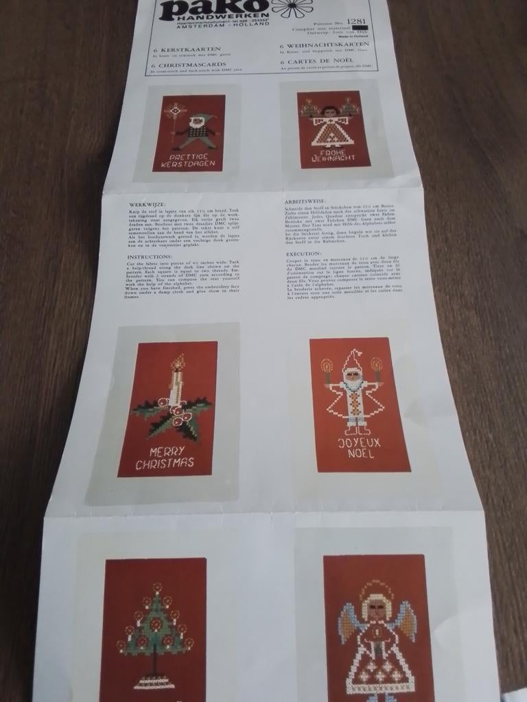 Borduurpakket om 6 kerstkaarten te maken, 1 lapje extra, env, Ophalen of Verzenden, Zo goed als nieuw, Handborduren, Borduurpakket