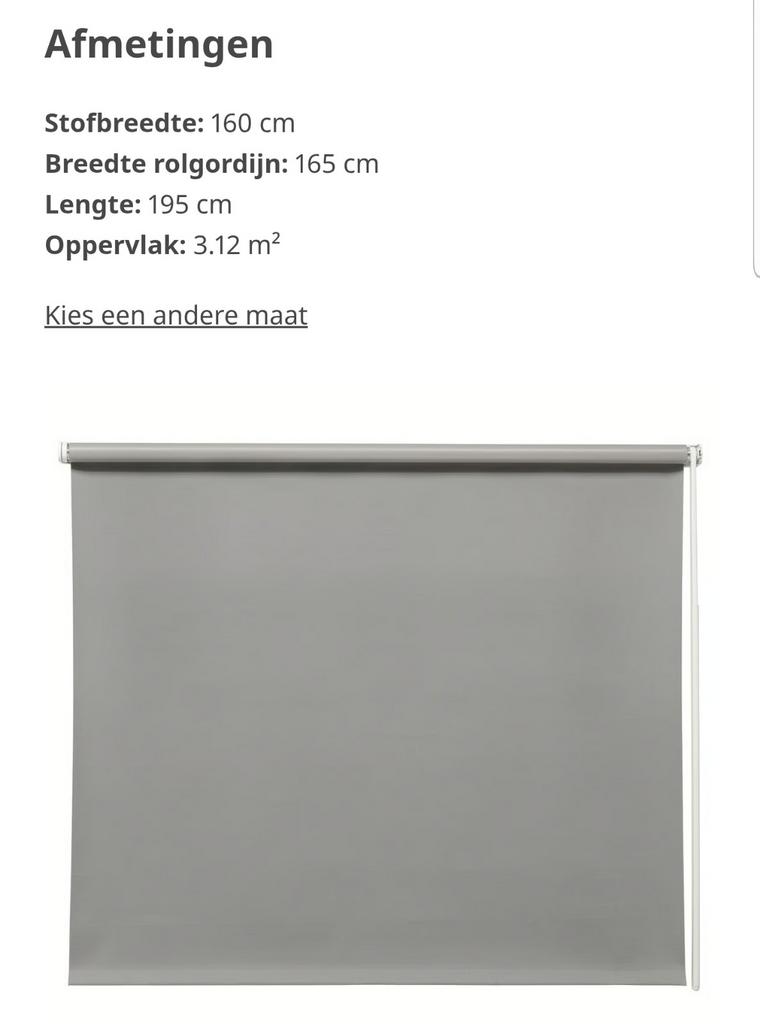 IKEA FRIDANS Verduisterend rolgordijn, grijs, 160x195 cm, Ophalen, Grijs