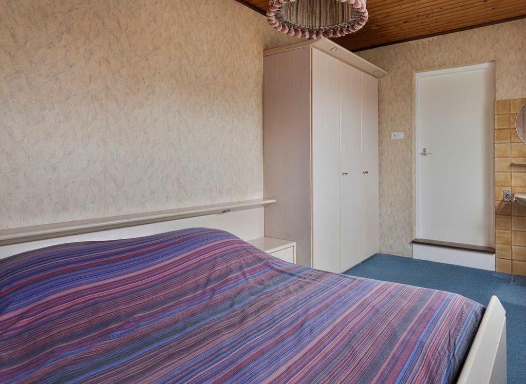 Bed met ombouw en kast, auping spiraalbodem 2x80 verstelbaar, Ophalen, Tweepersoons, 160 cm, Hout