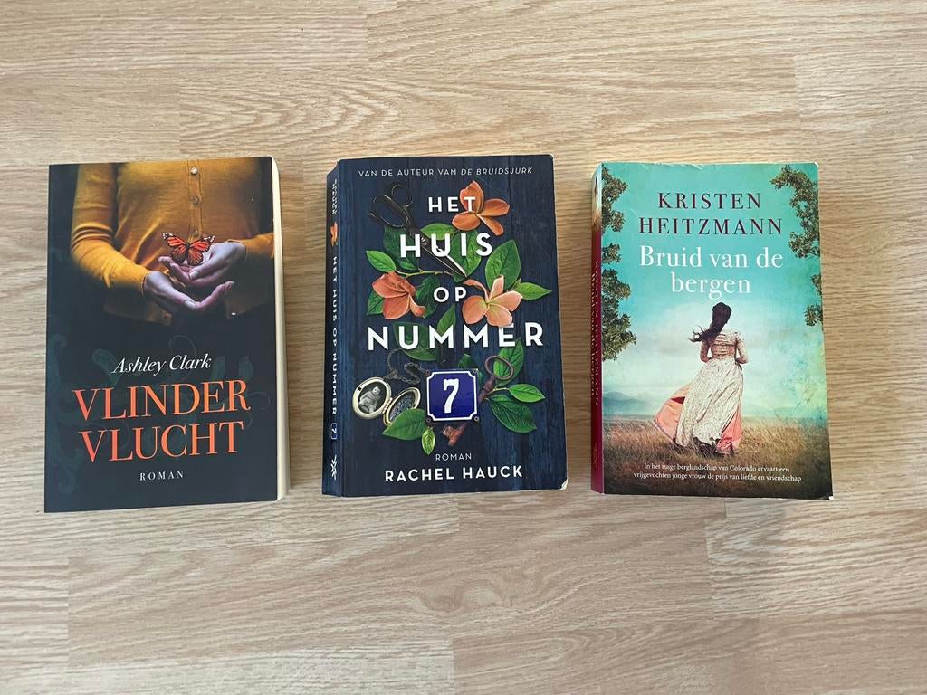 Drie christelijke romans met o.a. Vlindervlucht, Ophalen of Verzenden, Zo goed als nieuw, Ashley Clark