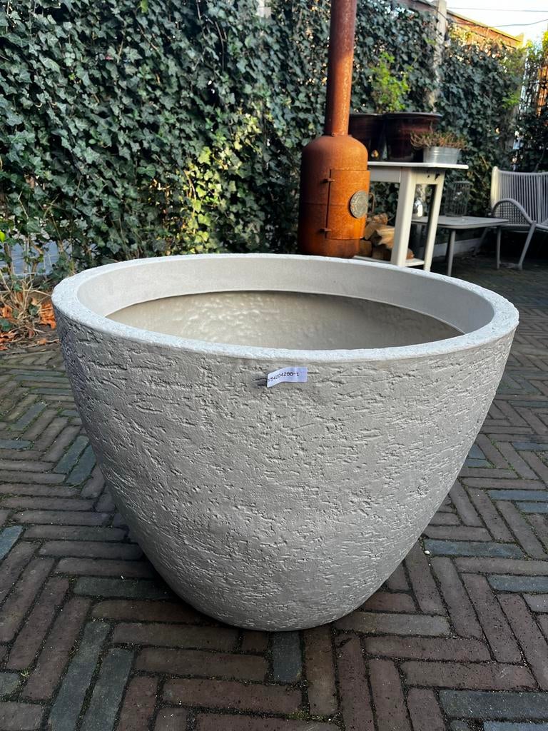 3 x Grote bloembak van kunststof met stenen uiterlijk, Ophalen, Kunststof, Rond, Nieuw