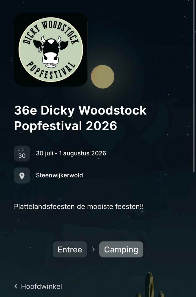 Gezocht dicky woodstock kaarten, Eén persoon, Juli