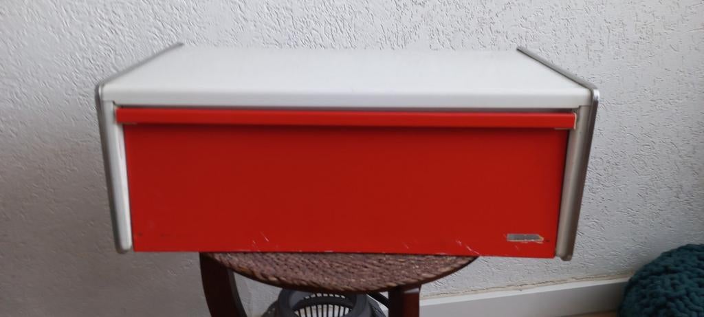 Vintage/seventies BRABANTIA  broodtrommel wit/oranje, Ophalen of Verzenden