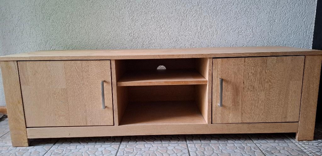 Licht eiken tv meubel, Huis en Inrichting, Kasten | Televisiemeubels, Ophalen, Strak, 100 tot 150 cm, Eikenhout