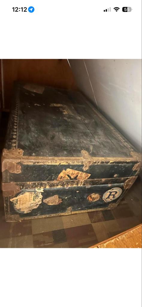 Antieke koffer / kist 50x90, Ophalen, Gebruikt, 50 tot 100 cm, Metaal