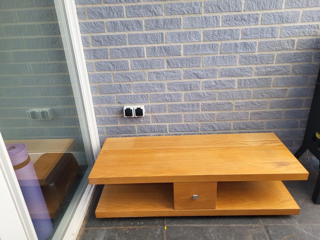 Houten tv meubel met lade, Ophalen, Gebruikt, 100 tot 150 cm, Minder dan 100 cm