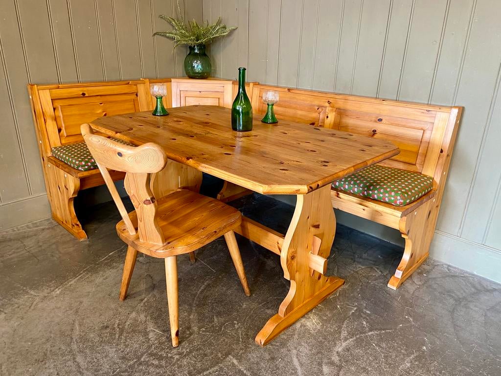 Originele echte Duitse eethoek oostenrijkse hoekzit klepbank, Ophalen, Gebruikt, Inclusief barstoelen, Nvt