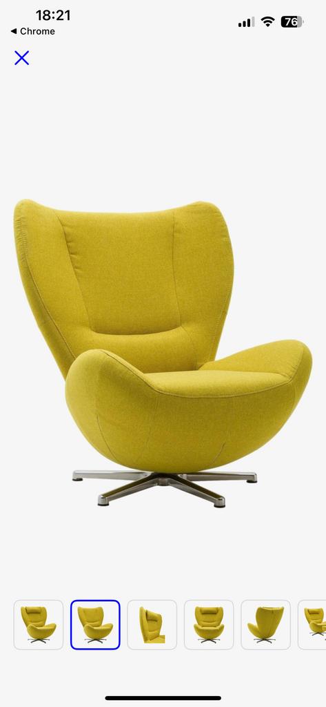 Relax fauteuil draaistoel met hocker Goossens mosterd/geel, Huis en Inrichting, Fauteuils, Minder dan 75 cm, Zo goed als nieuw