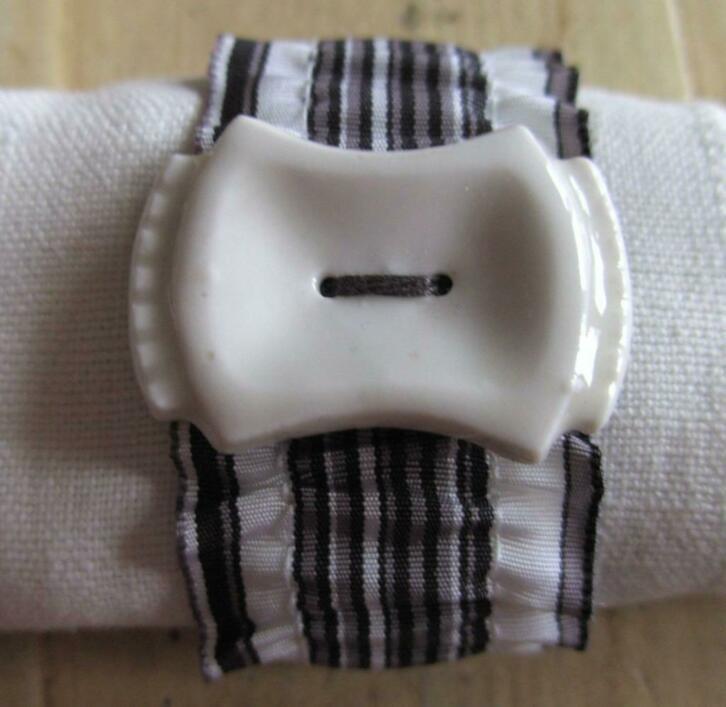 Servetringen zwart / wit, grote Franse porseleinen knoop, Diversen, Kerst, -, -, Nieuw, Ophalen of Verzenden