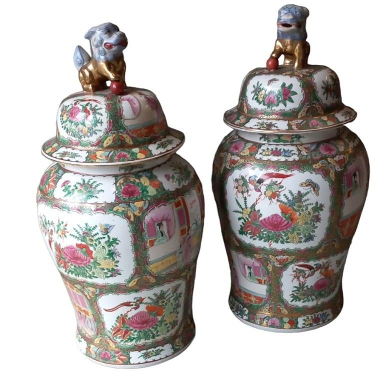 paar grote chinese dekselvazen met Foo dogs, Antiek en Kunst, Antiek | Vazen, Ophalen
