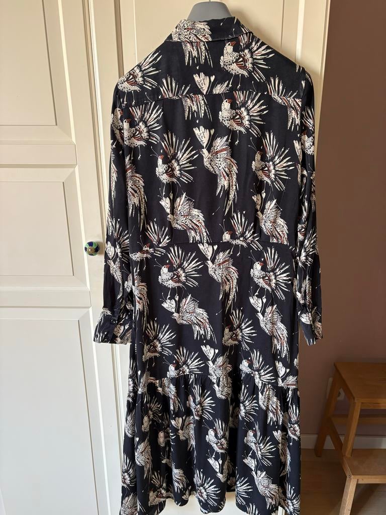 Leuke jurk Pom Amsterdam met kakatoe print maat 40, Maat 38/40 (M), Blauw, Ophalen of Verzenden, Gedragen