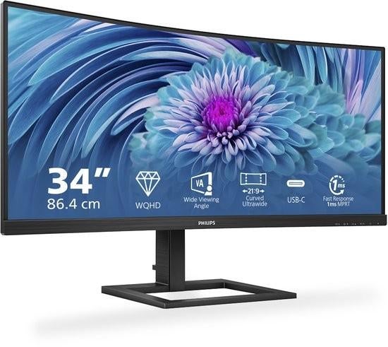 Philips 346E2CUAE 34" QHD Curved Ultrawide Monitor, Computers en Software, Monitoren, Gaming, Philips, 5656AG, VA
