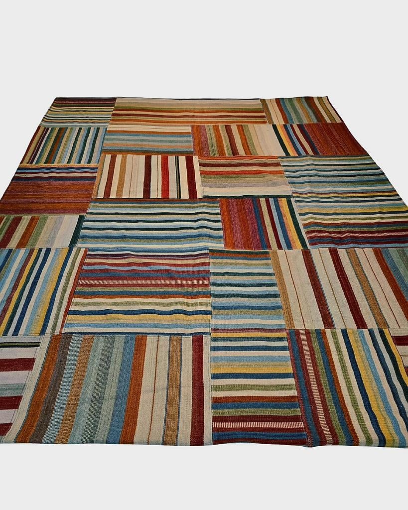 Groot Kelim Patchwork 300x250 wollen vloerkleed India, 1185VB, De Handelmaatschappij, 200 cm of meer, Ophalen of Verzenden