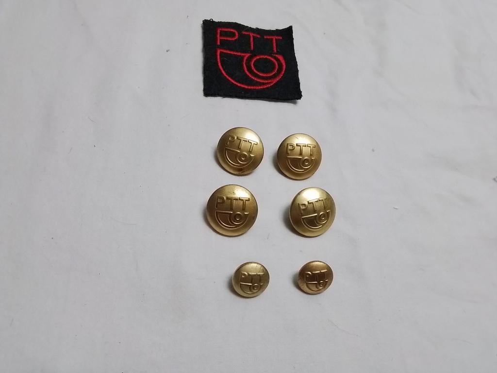 Oude set PTT knopen, Verzamelen, Speldjes, Pins en Buttons, Gebruikt, Button, Overige onderwerpen, Ophalen of Verzenden