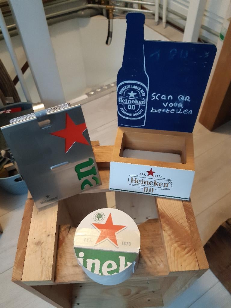 heineken bierglazen met viltjes en reclame, Ophalen of Verzenden, Zo goed als nieuw, Glas of Glazen, Heineken