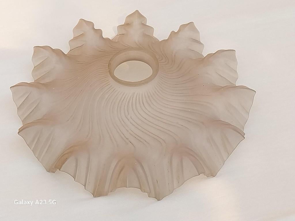 Art Deco glazen lampenkap in ijskristalvorm, Antiek en Kunst, Ophalen of Verzenden