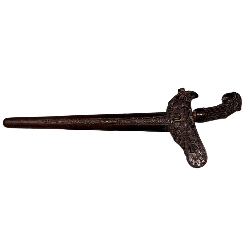 Indonesische Keris/Kris dolk met schede – gesneden hout, Ophalen of Verzenden