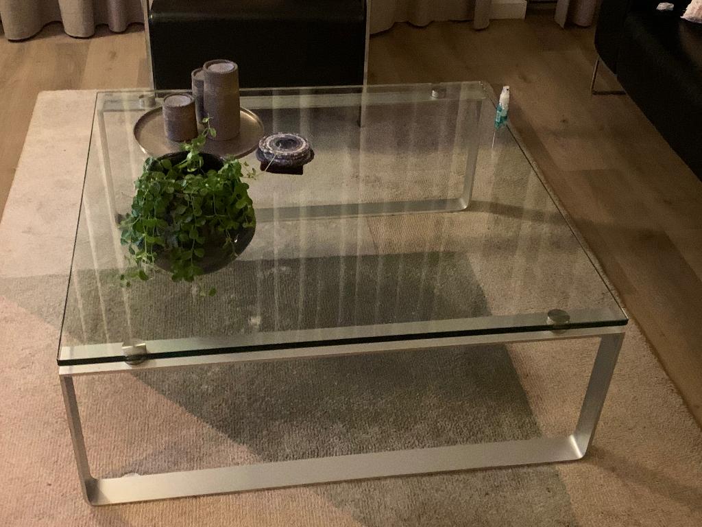 Design salon tafel Rolf Benz, Ophalen, Vierkant, Glas, Minder dan 50 cm