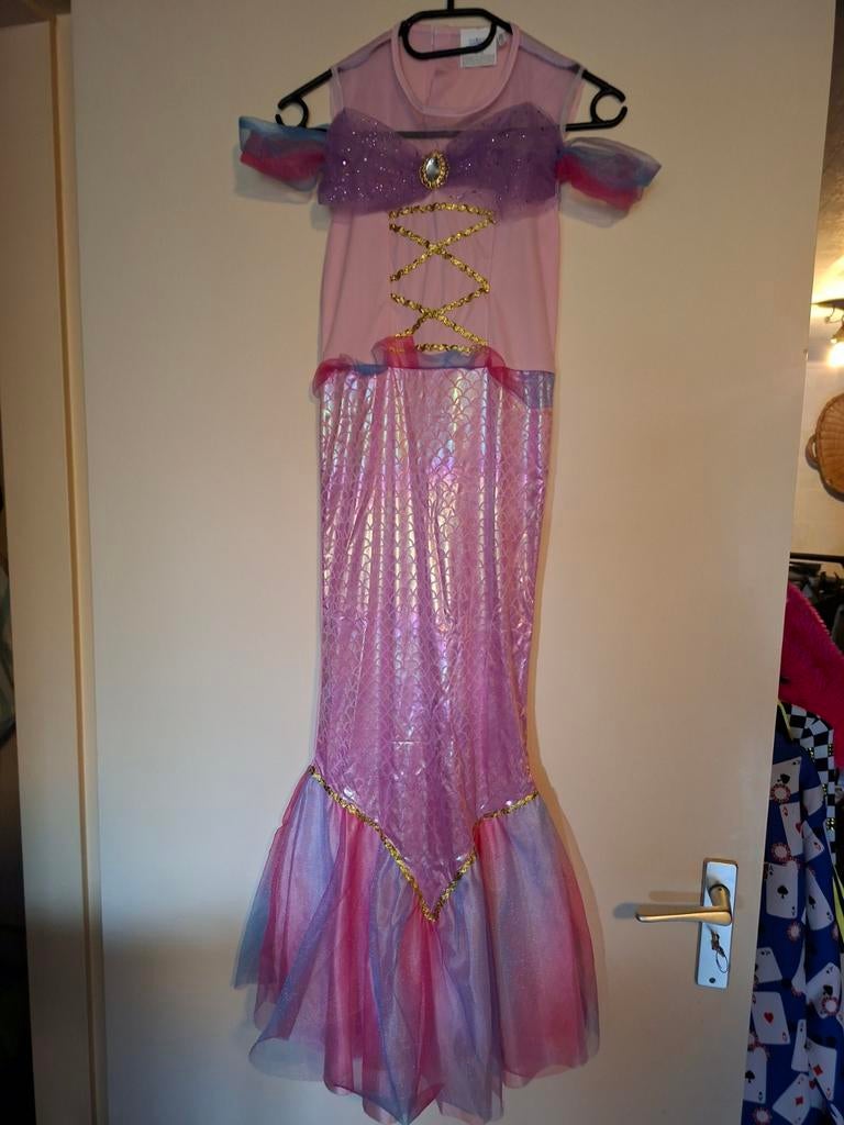 Zeemeermin jurk met haarband, Kinderen en Baby's, Ophalen of Verzenden, Zo goed als nieuw, 146 t/m 152, Meisje