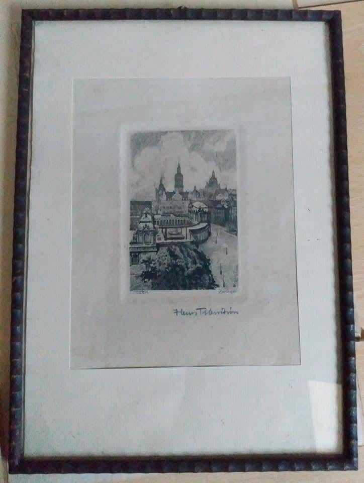 Oude gravure van Dresden, Duitsland, Antiek en Kunst, Ophalen of Verzenden