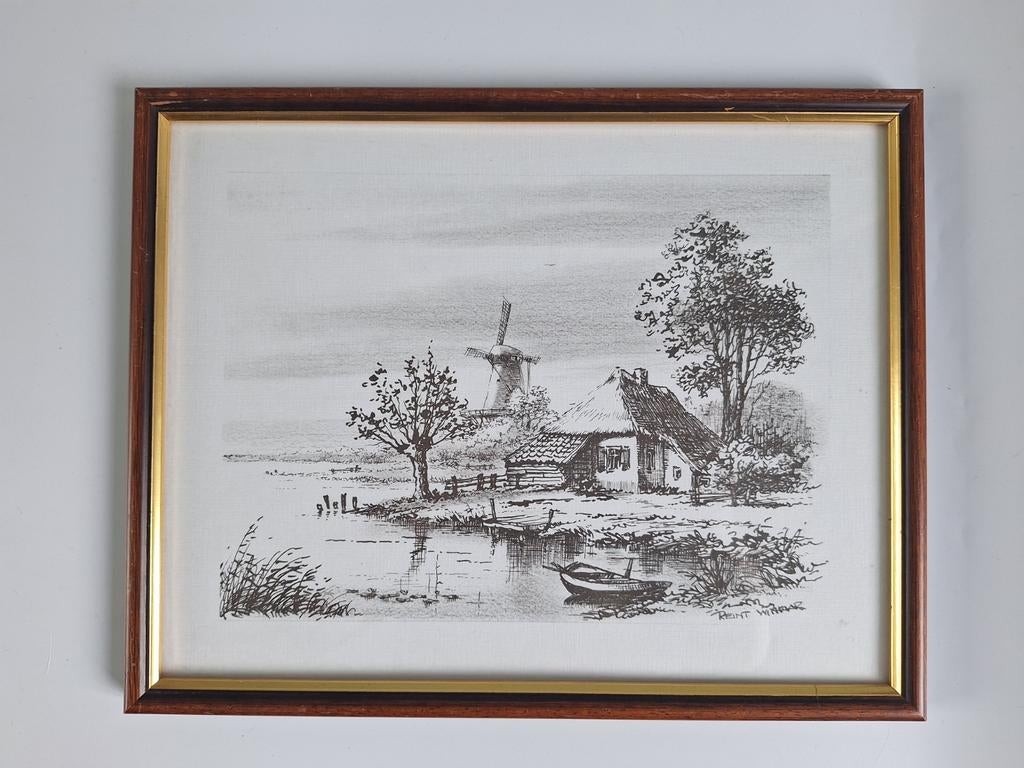 Mooie ingelijste prent Reint Withaar., Ophalen of Verzenden
