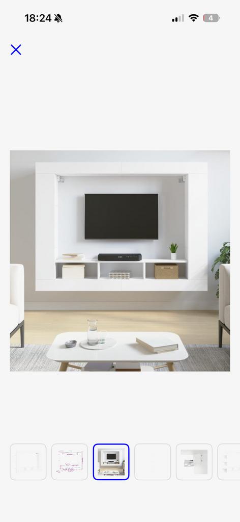 Vida xl cinewall tv meubel wit geverfd met zandverf, Ophalen, 100 tot 150 cm, 150 tot 200 cm, Zo goed als nieuw