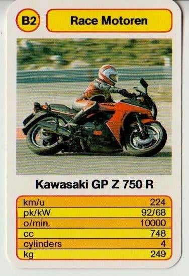 Kw1152 motorkaartje b2 kawasaki gp z 750 race motor, Ophalen of Verzenden, Zo goed als nieuw, Auto's